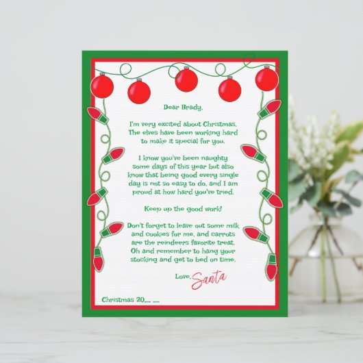 Brief van Santa Paper Sheet (Staand voorkant)