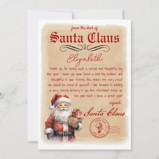  brief van Santa Waterverf Kaart (Voorkant)