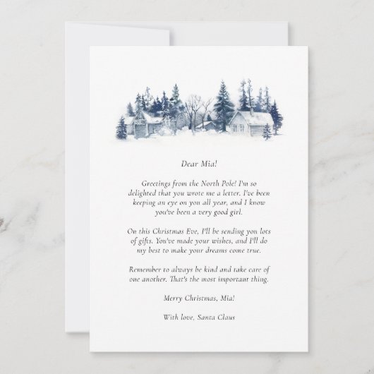 Brief van Sinterklaas aan baby Blauwe Kerst Winter Feestdagenkaart (Voorkant)