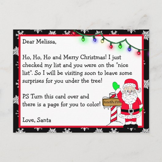 Brief van Sinterklaas voor kinderen + kleurplaat a Briefkaart (Voorkant)