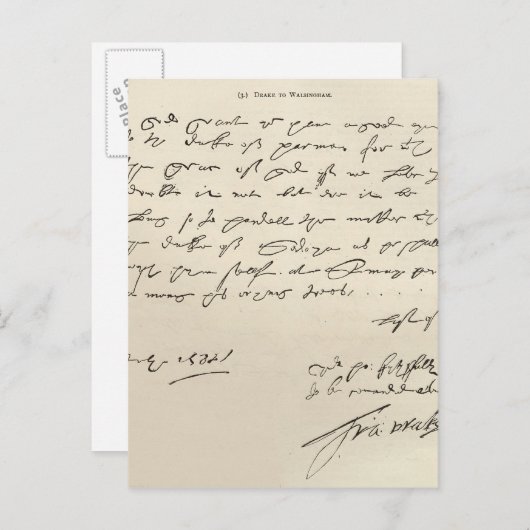 Brief van Sir Francis Drake Briefkaart (Voorkant / Achterkant)