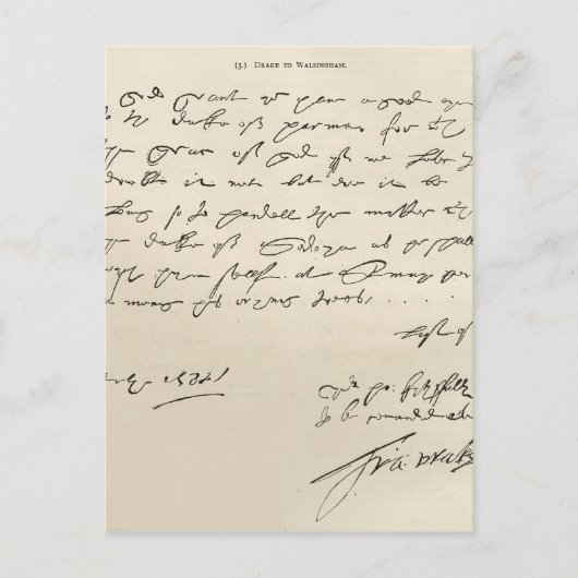 Brief van Sir Francis Drake Briefkaart (Voorkant)