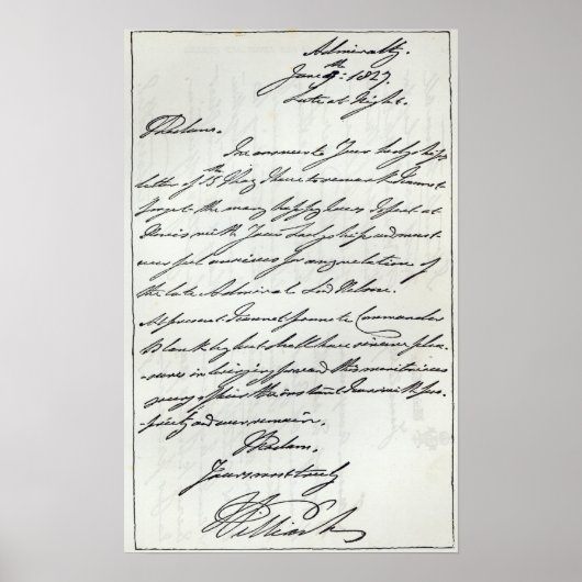 Brief van William IV aan Lady Nelson Poster (Voorkant)