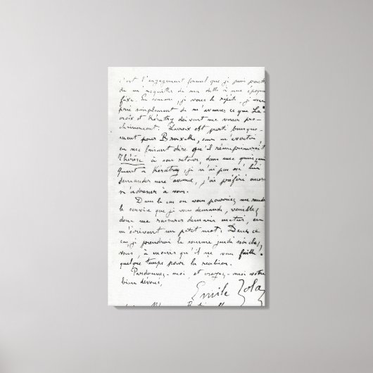 Brief van Zola aan Edouard Manet 1868 Canvas Afdruk (Voorkant)
