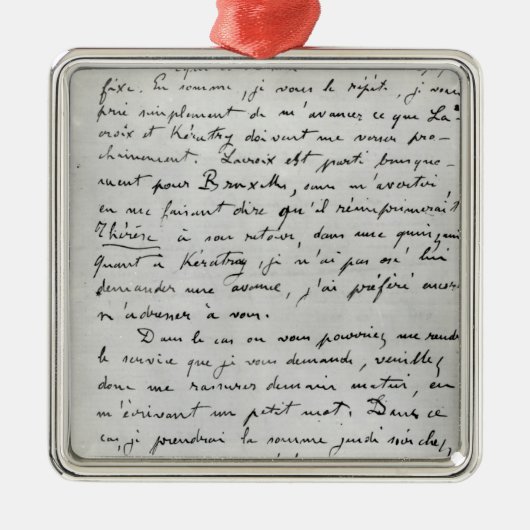 Brief van Zola aan Edouard Manet 1868 Metalen Ornament (Voorkant)