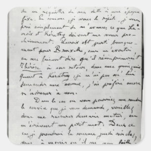 Brief van Zola aan Edouard Manet 1868 Vierkante Sticker