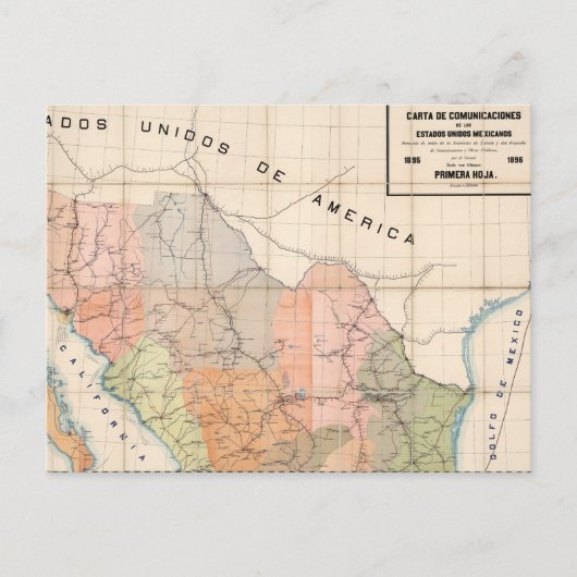 (Brief voor communicatie) Kaart van Mexico (Voorkant)