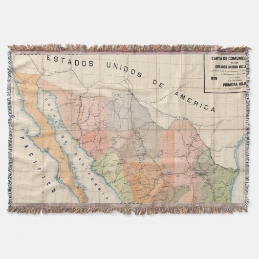 (Brief voor communicatie) Kaart van Mexico Deken (Voorkant)