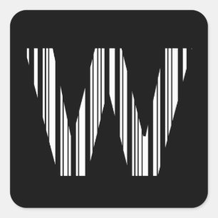 BRIEF W BAR CODE Eerste Initiaal Barcode Patroon Vierkante Sticker