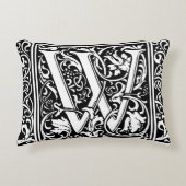 Brief W Middeleeuws Monogram Art Nouveau Accent Kussen (Voorkant)