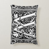 Brief W Middeleeuws Monogram Art Nouveau Accent Kussen (Achterkant (Verticaal))