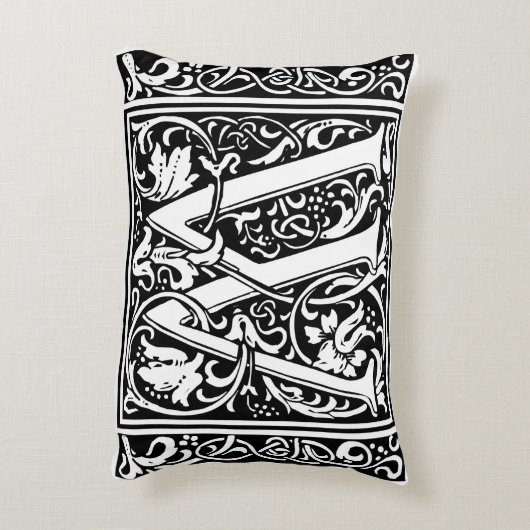 Brief W Middeleeuws Monogram Art Nouveau Accent Kussen (Achterkant (Verticaal))