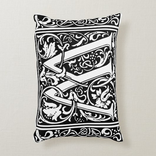 Brief W Middeleeuws Monogram Art Nouveau Accent Kussen (Voorkant(Verticaal))