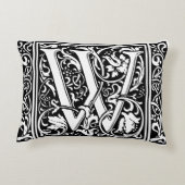 Brief W Middeleeuws Monogram Art Nouveau Accent Kussen (Achterkant)