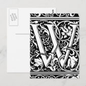 Brief W Middeleeuws Monogram Art Nouveau Briefkaart (Voorkant / Achterkant)