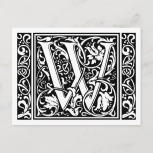 Brief W Middeleeuws Monogram Art Nouveau Briefkaart