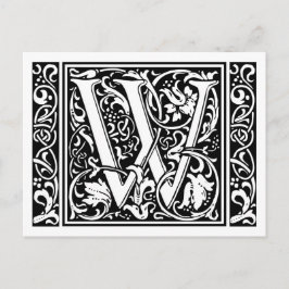 Brief W Middeleeuws Monogram Art Nouveau Briefkaart