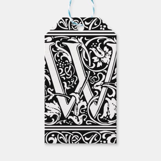 Brief W Middeleeuws Monogram Art Nouveau Cadeaulabel (Voorkant)