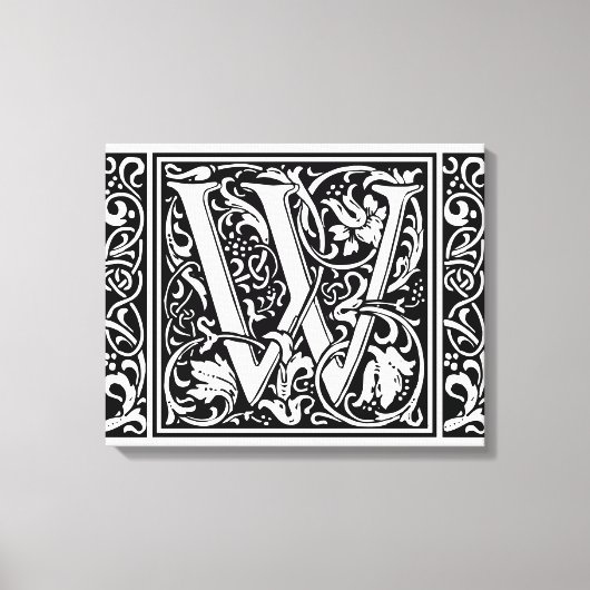 Brief W Middeleeuws Monogram Art Nouveau Canvas Afdruk (Voorkant)