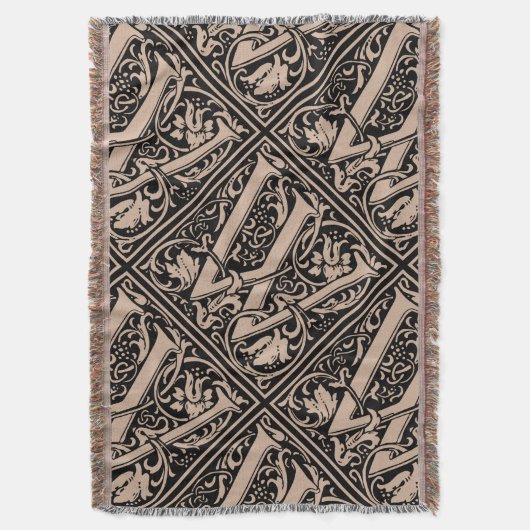 Brief W Middeleeuws Monogram Art Nouveau Deken (Voorkant Verticaal)