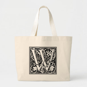 Brief W Middeleeuws Monogram Art Nouveau Grote Tote Bag