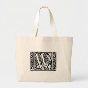 Brief W Middeleeuws Monogram Art Nouveau Grote Tote Bag