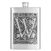 Brief W Middeleeuws Monogram Art Nouveau Heupfles (Voorkant)