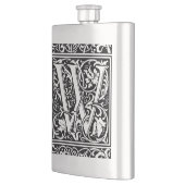 Brief W Middeleeuws Monogram Art Nouveau Heupfles (Links)