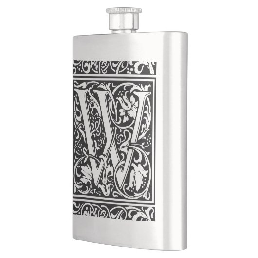 Brief W Middeleeuws Monogram Art Nouveau Heupfles (Links)