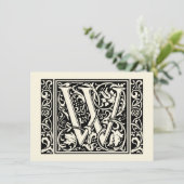 Brief W Middeleeuws Monogram Art Nouveau Kaart (Staand voorkant)