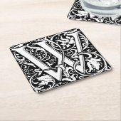 Brief W Middeleeuws Monogram Art Nouveau Kartonnen Onderzetters (Schuin)