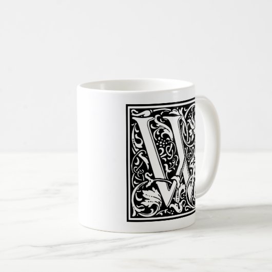 Brief W Middeleeuws Monogram Art Nouveau Koffiemok (Voorkant rechts)