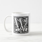 Brief W Middeleeuws Monogram Art Nouveau Koffiemok (Links)