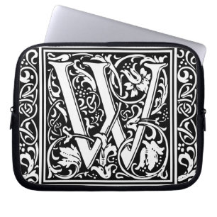 Brief W Middeleeuws Monogram Art Nouveau Laptop Sleeve
