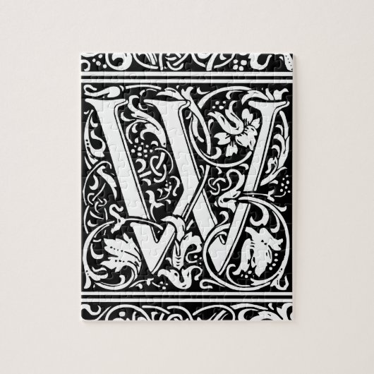 Brief W Middeleeuws Monogram Art Nouveau Legpuzzel (Verticaal)