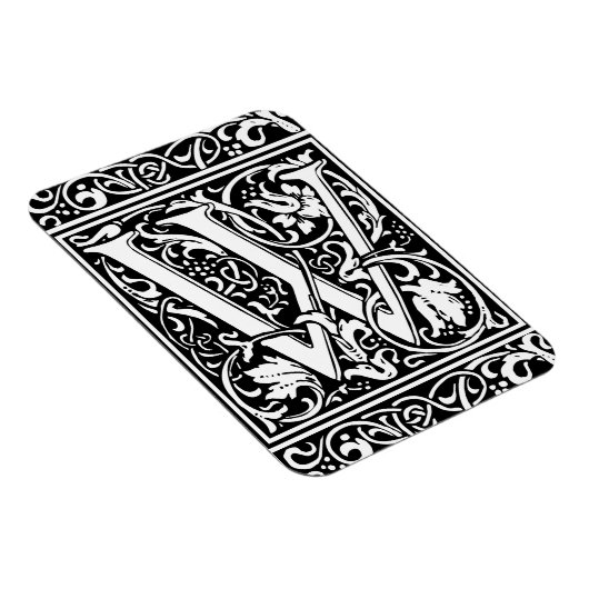 Brief W Middeleeuws Monogram Art Nouveau Magneet (Rechterzijde)
