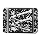 Brief W Middeleeuws Monogram Art Nouveau Magneet (Horizontaal)