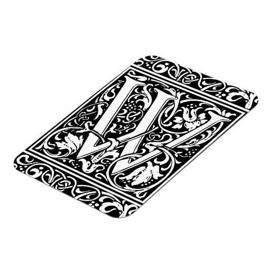Brief W Middeleeuws Monogram Art Nouveau Magneet (Linkerzijde)