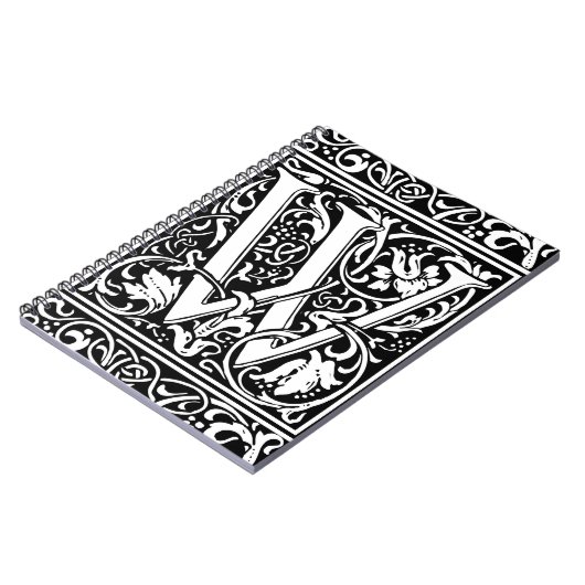 Brief W Middeleeuws Monogram Art Nouveau Notitieboek (Linkerzijde)