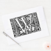 Brief W Middeleeuws Monogram Art Nouveau Rechthoekige Sticker (Envelop)