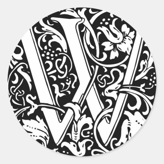 Brief W Middeleeuws Monogram Art Nouveau Ronde Sticker (Voorkant)