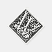 Brief W Middeleeuws Monogram Art Nouveau Servet (Hoek)