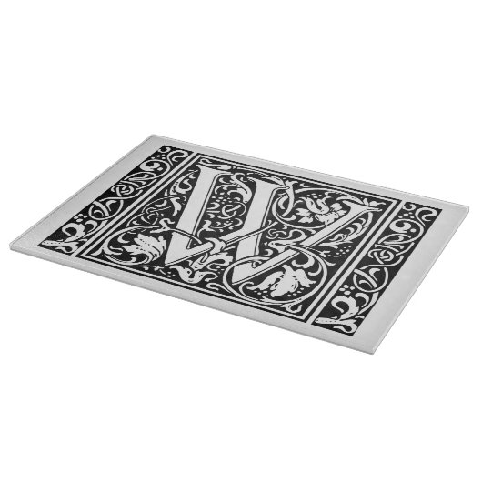 Brief W Middeleeuws Monogram Art Nouveau Snijplank (Hoek)