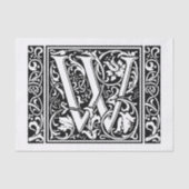 Brief W Middeleeuws Monogram Art Nouveau Tissuepapier (Voorkant)