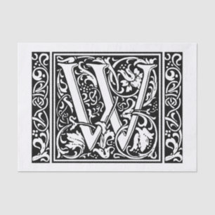 Brief W Middeleeuws Monogram Art Nouveau Tissuepapier