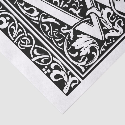 Brief W Middeleeuws Monogram Art Nouveau Tissuepapier (Detail)