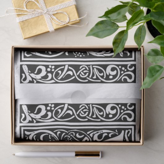 Brief W Middeleeuws Monogram Art Nouveau Tissuepapier (Geschenk)