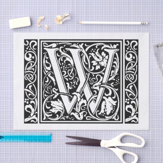 Brief W Middeleeuws Monogram Art Nouveau Tissuepapier (Craft)