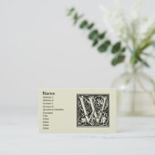 Brief W Middeleeuws Monogram Art Nouveau Visitekaartje (Staand voorkant)