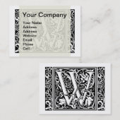 Brief W Middeleeuws Monogram Art Nouveau Visitekaartje (Voorkant / Achterkant)